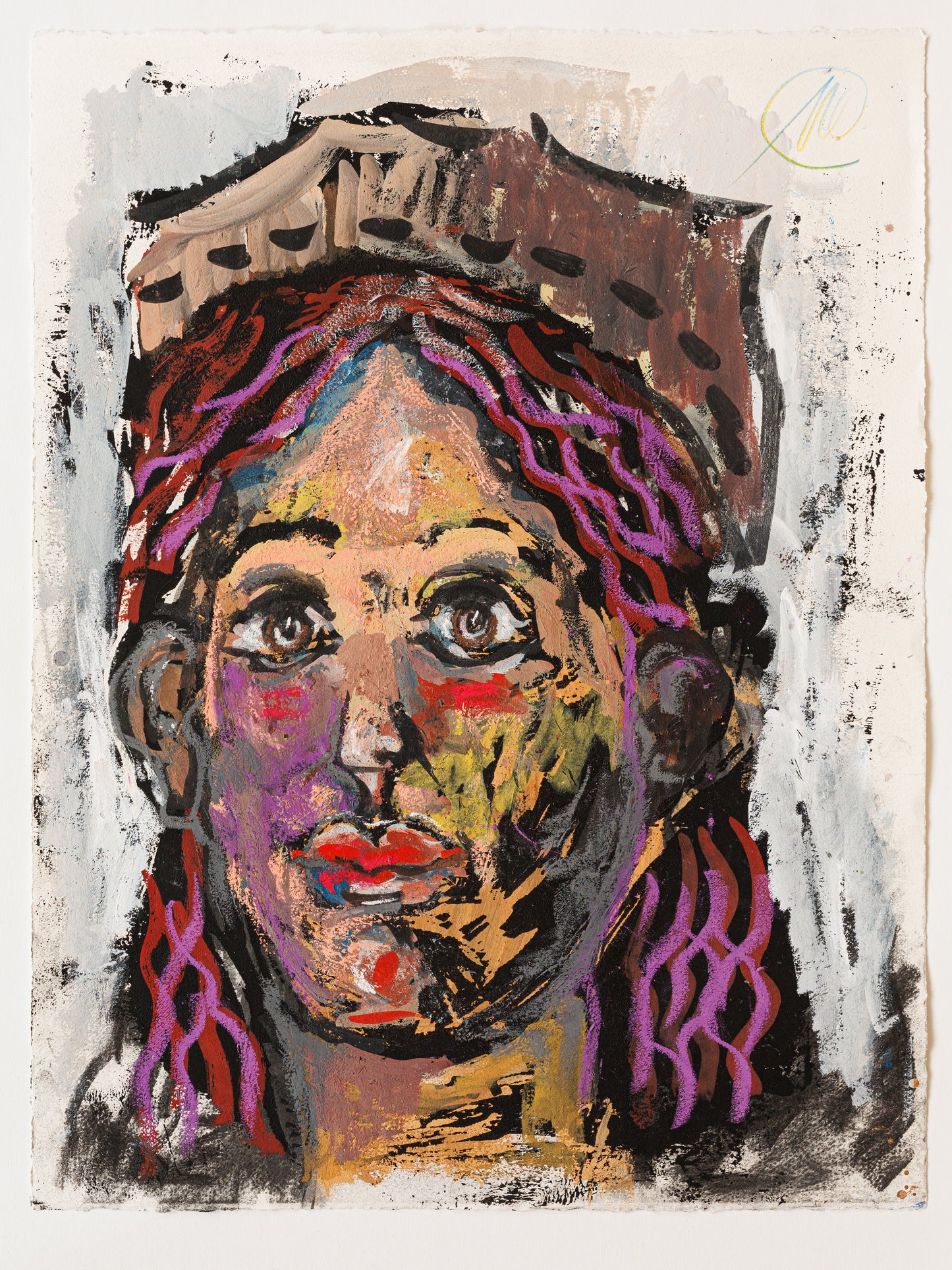 Markus Lüpertz – Portrait I (2024) | Hand-painted Woodcut (Unique Piece)