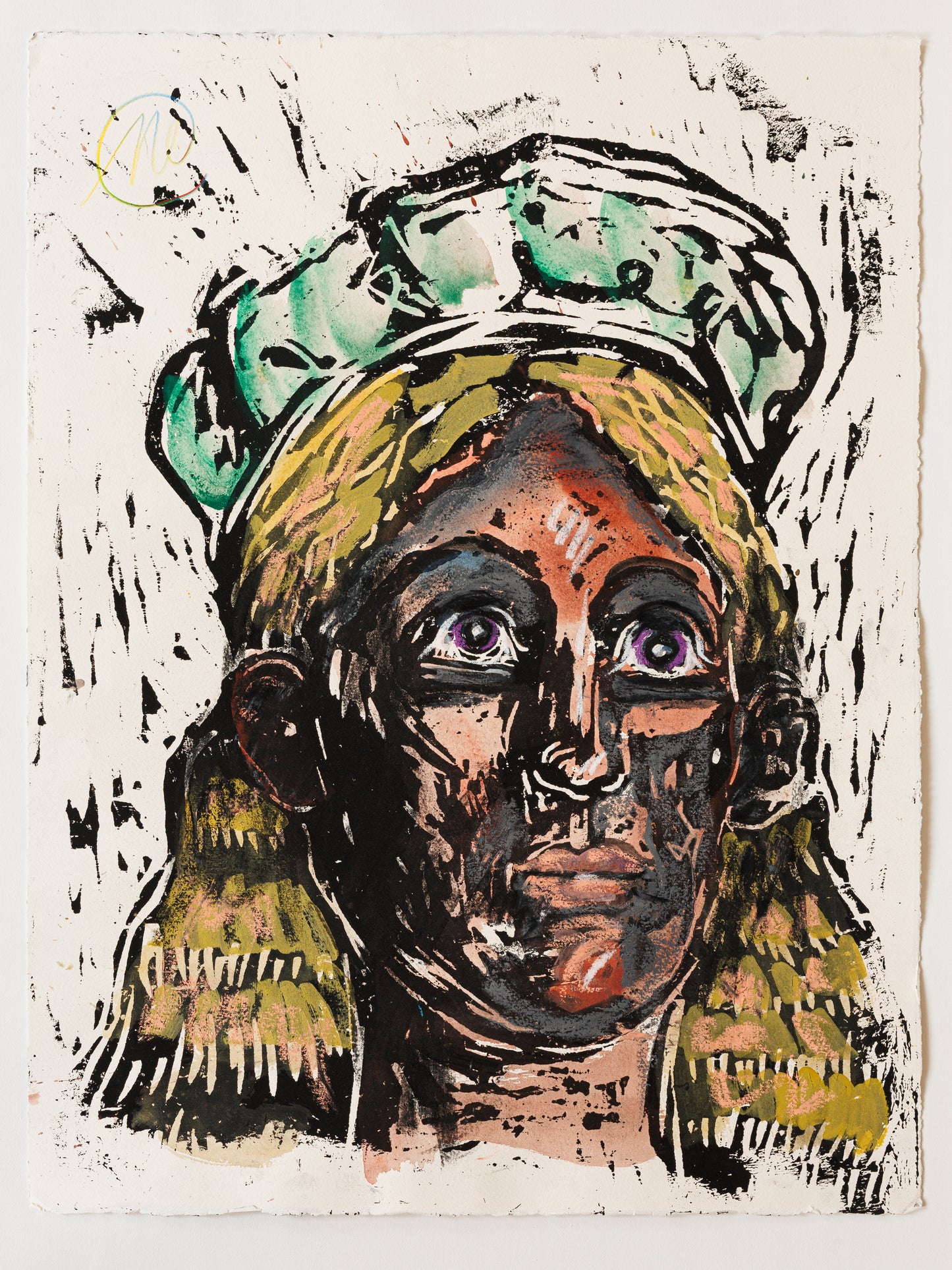 Markus Lüpertz – Portrait II (2024) | Hand-painted woodcut (unique piece)