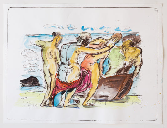 Markus Lüpertz – Arkadien II (2014) | Handübermalte Lithographie (Unikat)