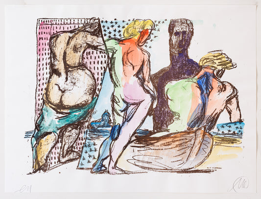 Markus Lüpertz – Arkadien I (2014) | Handübermalte Lithographie (Unikat)