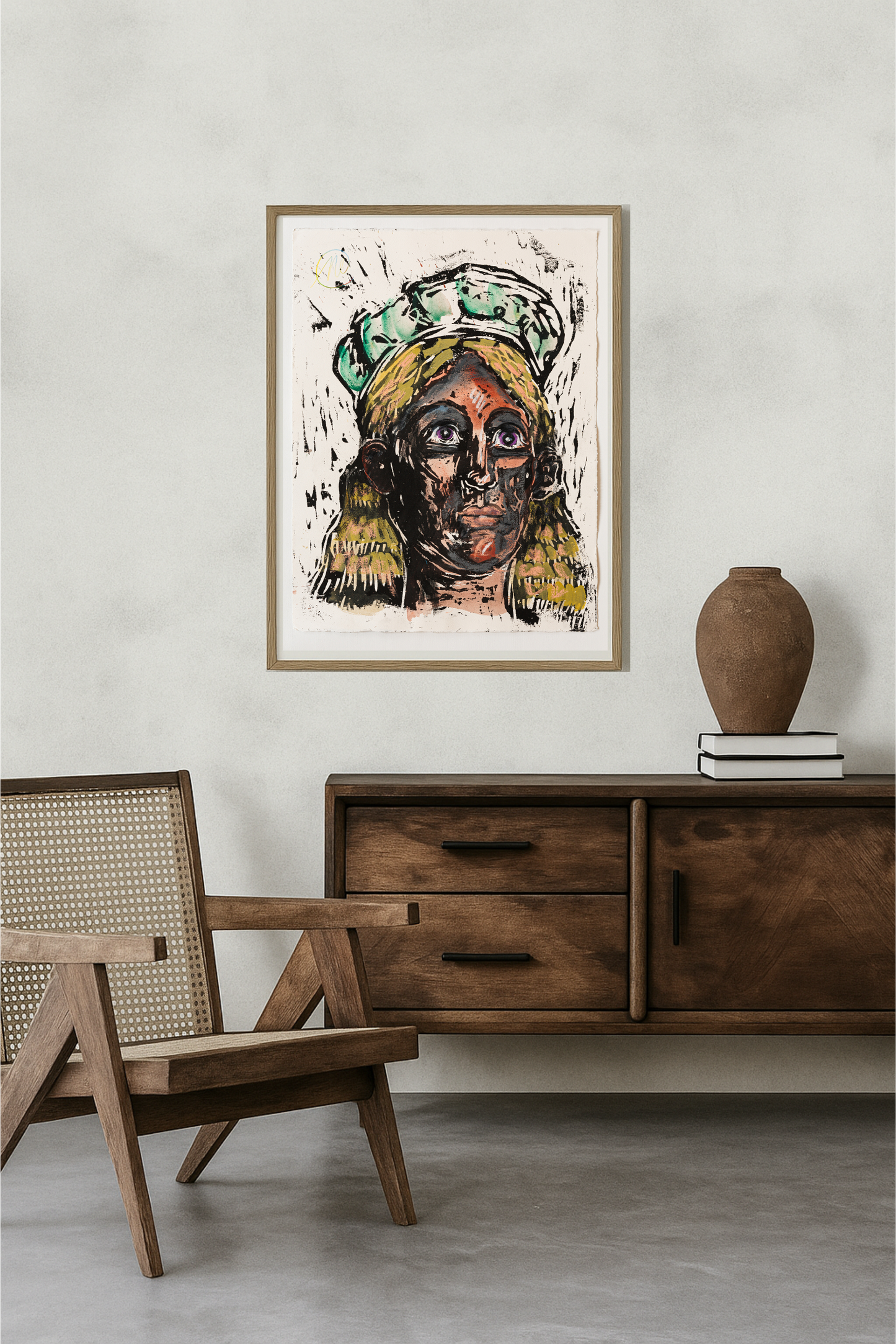 Markus Lüpertz – Portrait II (2024) | Hand-painted woodcut (unique piece)