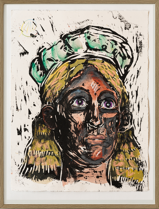 Markus Lüpertz – Portrait II (2024) | Hand-painted woodcut (unique piece)